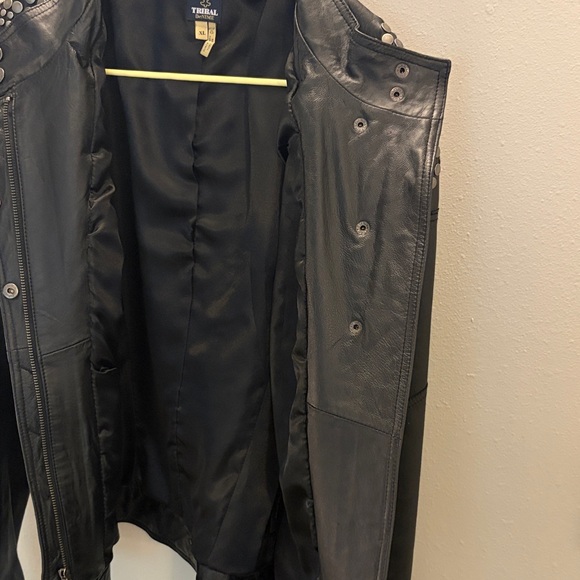 Tribal Black Leather Stud-Accent Moto Jacket - Picture 7 of 8